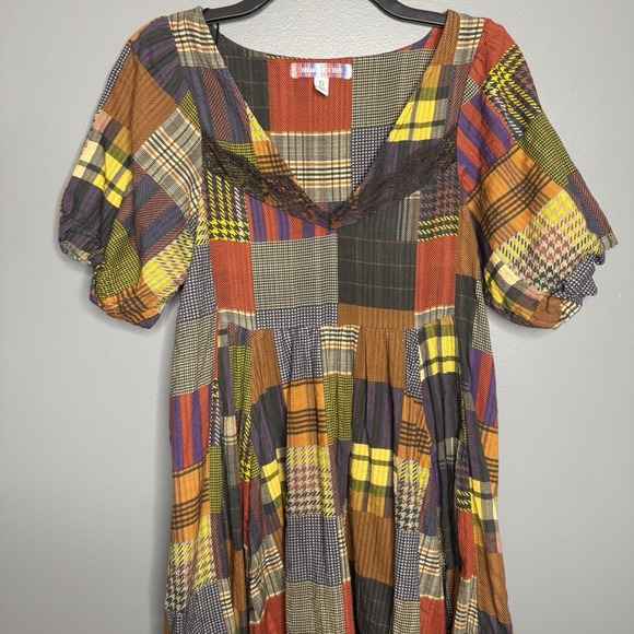 URBAN OUTFITTERS Women's Size XS Hobo Chic Patchwork Ruffle Maxi Dress - Picture 2 of 8